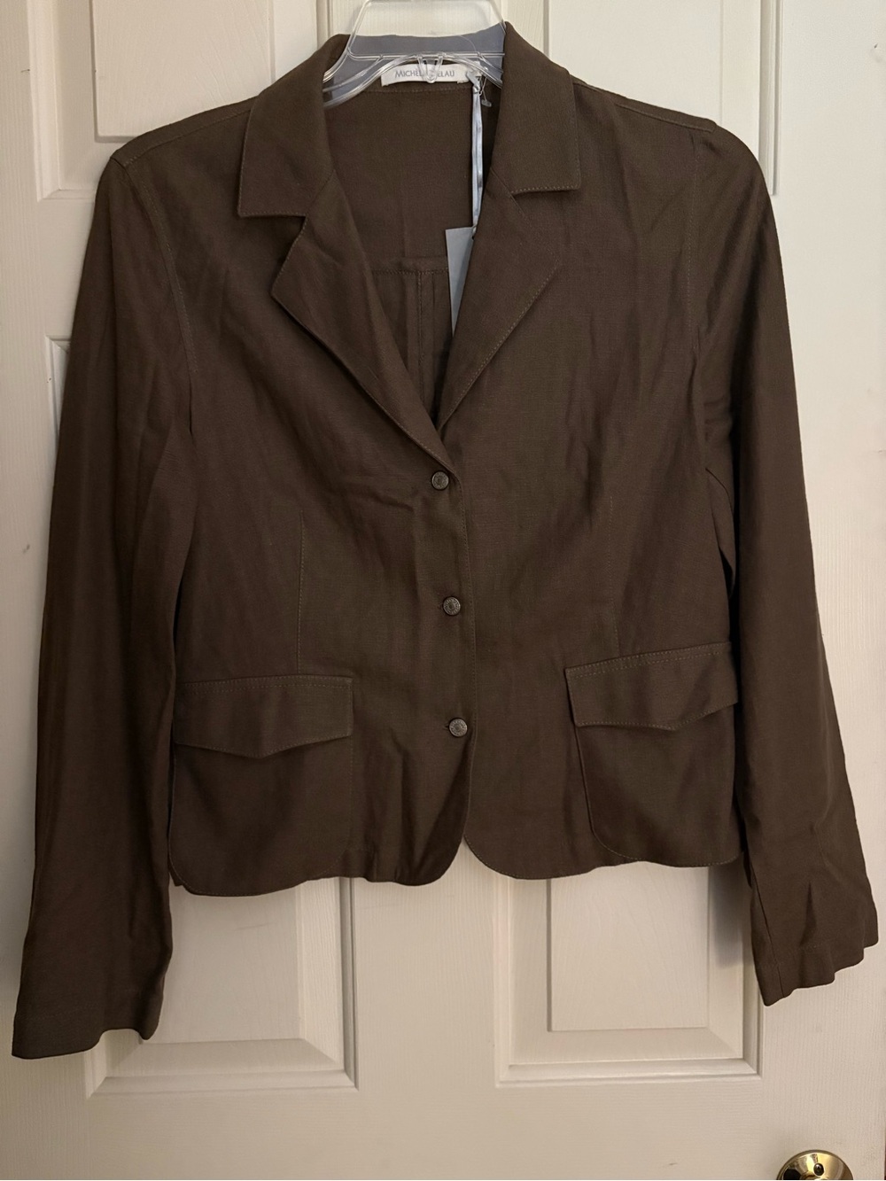 Michelle Belau Size Large Olive Green Tailored Button Down Jacket NWT